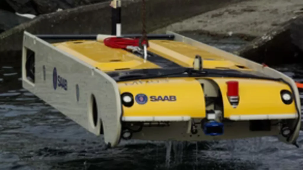 Saab Sabertooth autonomous underwater vehicle prepared for autonomous subsea inspection trials in offshore operations.