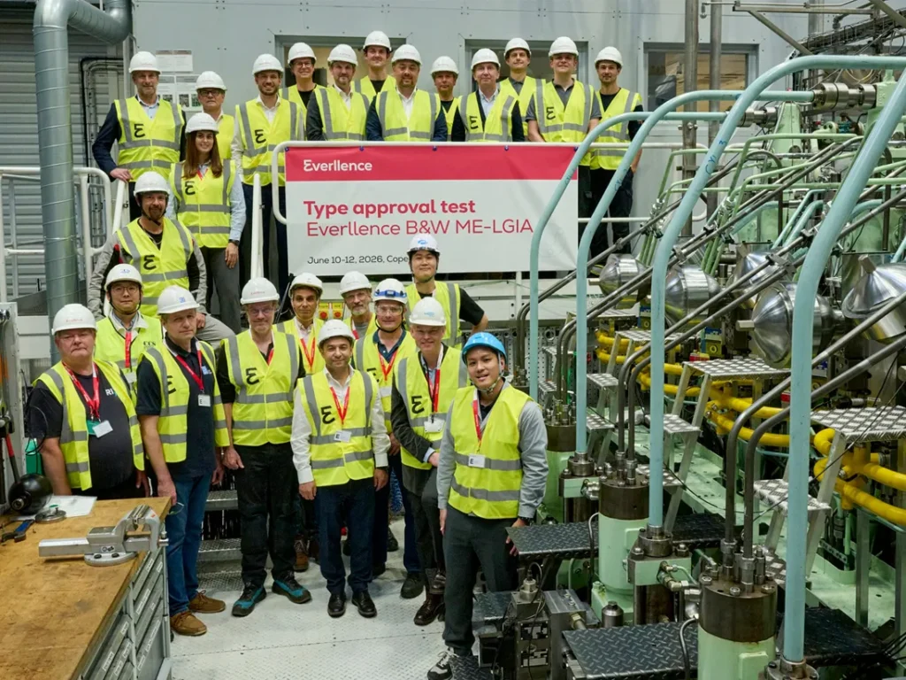 Everllence team during the ME-LGIA engine type-approval test in Copenhagen.