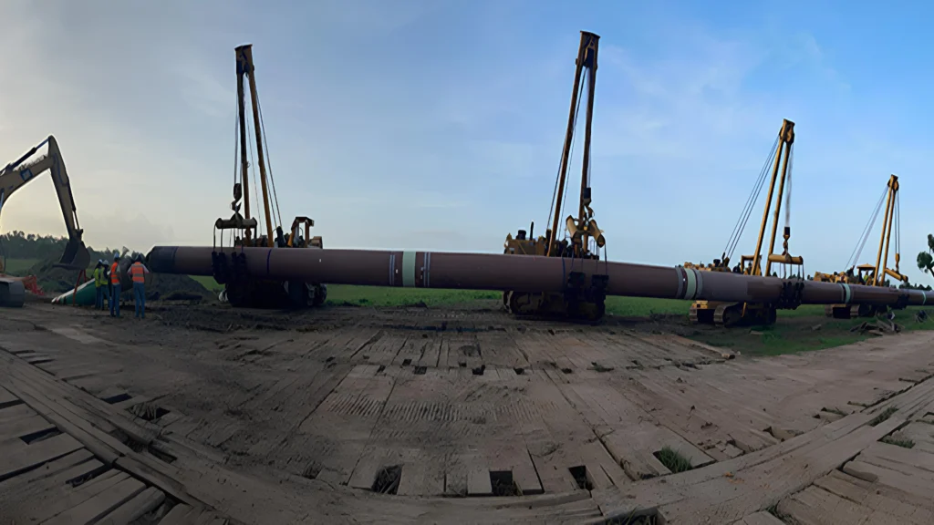 Sempra Infrastructure instala una tubería de gas natural del Louisiana Connector Pipeline para abastecer el proyecto Port Arthur LNG en la Costa del Golfo de Estados Unidos.