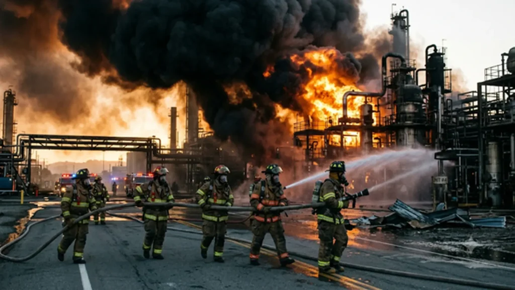 Images of the incident that occurred at the Chevron Richmond refinery in 2012.