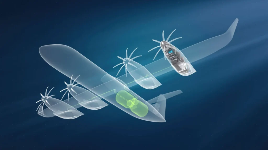 Airbus presenta un concepto de avi&oacute;n con motor de hidr&oacute;geno y sistema de propulsi&oacute;n basado en pila de combustible de hidr&oacute;geno.