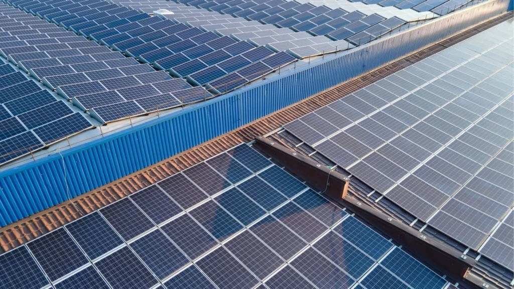 Solar energy installation with photovoltaic panels, representative of NextEnergy's sales process and its portfolio of renewable assets.