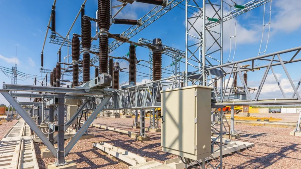 Energy transition in the United Kingdom involving electrical substation infrastructure.